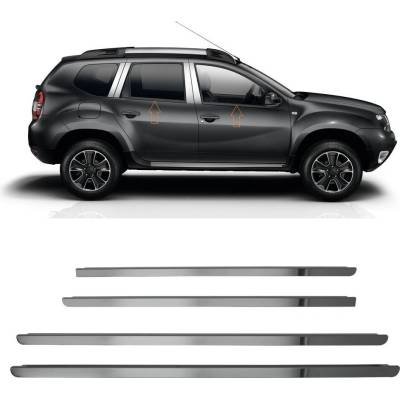 Nerez zrkadlovo čierne spodné lišty okien Omtec Dacia Duster 2010-2018 4 ks