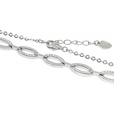 Jan Kos jewellery stříbrný náramek s bílým kamenem 12116578