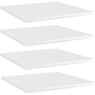 vidaXL Рафтове за етажерка, 4 бр, бял гланц, 40x40x1, 5 см, ПДЧ (805180)