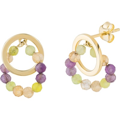 Preciosa Pozlacené stříbrné náušnice Preciosa Coralia s přírodními kameny 5455Y70