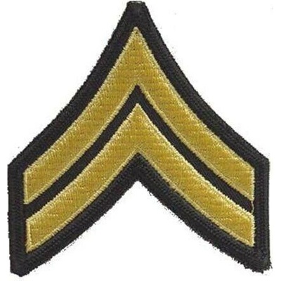 Nášivka: Hodnost US ARMY rukávová Corporal černá | žlutá