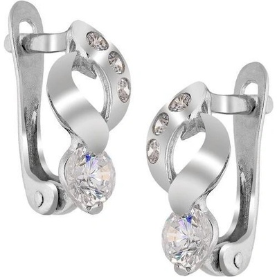 Zlaton Náušnice bílé zlato visací se zirkony 1.3cm 1.85g 000321602242