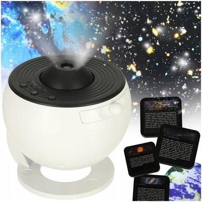 KIK Planetárium – hviezdny projektor LED USB, 12 diskov, otáčanie, časovač, nočná lampa