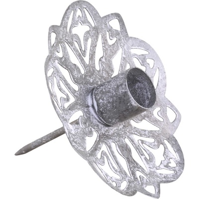 Zinkový antik zapichovací stojan na úzkou svíčku na věnec - Ø 11*9 cm - Chic Antique