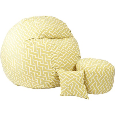 PUFRELAX Комплект Барбарон с табуретка за крака и декоративна възглавница 700л. King Size, Zippity Yellow, Перящ се калъф, Пълнеж с микс от мемори пяна и дунапрен, Гама Premium (PUF-M-KOP-PT-ZIY)