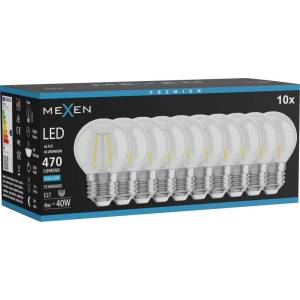 Mexen Vintis 10x LED нажежаема лампа E27, G45, 4W, Студена - 6500K, 470 lm, прозрачна (L156-E27-0465-00x10)