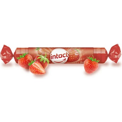Intact rolka hroznový cukor s vitamínom C pastilky jahoda 40 g