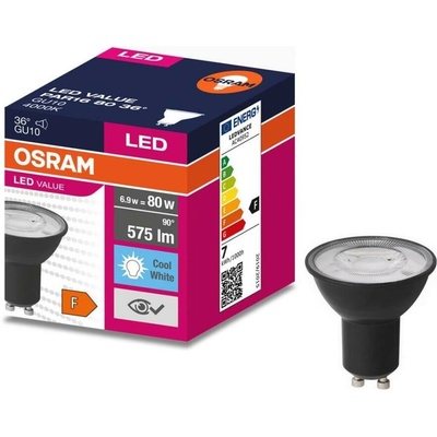 Ledvance LED Žiarovka VALUE PAR16 GU10/6,9W/230V 6500K 36° čierna P225234