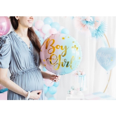 Party Deco FB83 Fóliový balón Dievča alebo Chlapec? modro ružový 35cm
