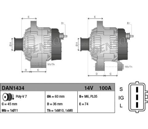 Alternátor DENSO DAN1434