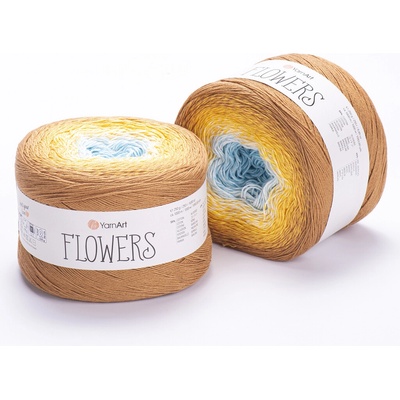 Yarn Art příze Flowers 309 modrá, žlutá, hořčicová