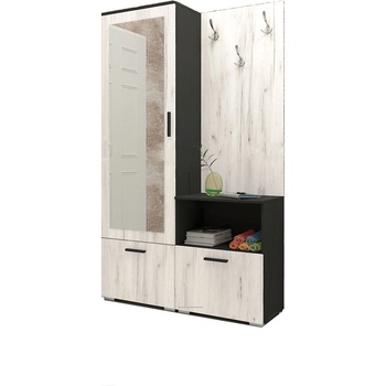 Image 1 of Bogdan Furniture I Портманто Мебели Богдан модел 4007 с огледало, Дъб крафт бял/Черно