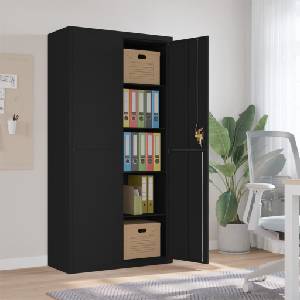 vidaXL Шкаф за папки черен 90x40x180 см стомана (339754)