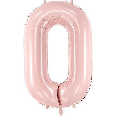 PartyDeco Balónek fóliový číslo 0 pastelově růžový 72cm