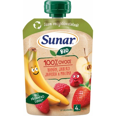 Sunar BIO ovocná kapsička banán, jablko, jahoda, malina 100 g