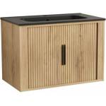 InterCeramic Шкаф за баня arezzo 8045 wooden с умивалник - стенен шкаф, черен мат (8045 wooden)