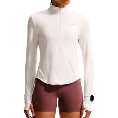 Nike Дамска тениска Nike Women's Swift Dri-Fit UV 1/2-Zip Running Top Running shirt - Sail / Reflective Silver (916-4765-1013)