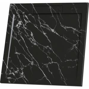 Inter Ceramic Квадратно композитно душ корито Inter Ceramic 80x80 см, матово черно мраморно покритие (8080MB-2)