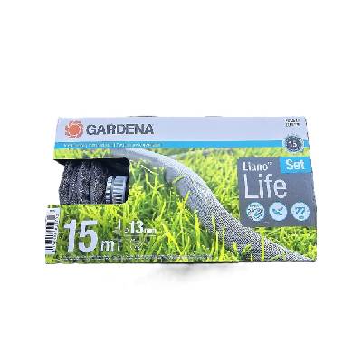 Liano Life textile hose 1/2 inch, 15m set: highly flexible garden hose made of textile fabric, with PVC inner hose, no kinking, lightweight, weather-resistant (18445-20)