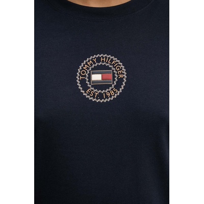 Tommy Hilfiger Памучна рокля Tommy Hilfiger в тъмносиньо къса със стандартна кройка WW0WW43653 (WW0WW43653)