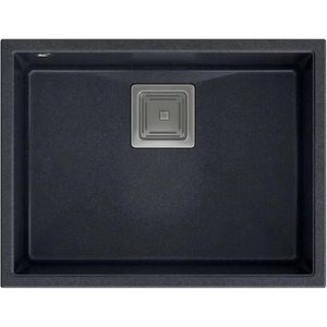 Quadron Unique David 50 композитна мивка за под плот, черна - неръждаема стомана 55x42 см (HQD5542U8-BS) Мивка за вграждане