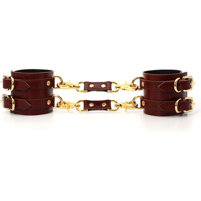 SuperLove Deluxe Leather Handcuffs Wine Red
