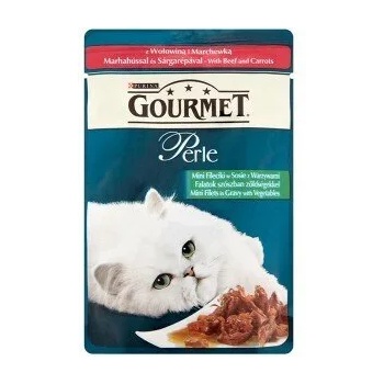 Image 1 of Purina Gourmet Perle говеждо и моркови пауч за котки мини филенца в сос със и зеленчуци 85gr