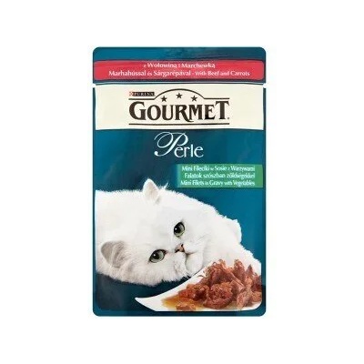 Purina Gourmet Perle говеждо и моркови пауч за котки мини филенца в сос със и зеленчуци 85gr