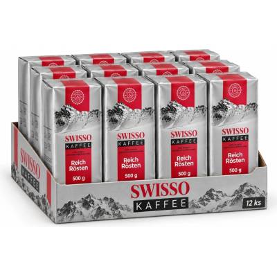 Swisso středně pražená mletá káva 100% arabica 12 x 0,5 kg