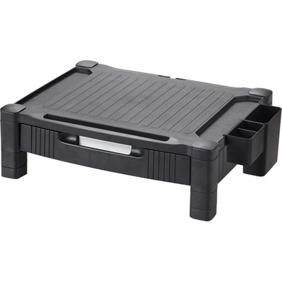Stojan pod monitor Q-Connect - se zásuvkou a přihrádkami, černý