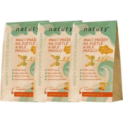 Natuty Prací prášek na světlé a bílé prádlo 3 x 1 kg