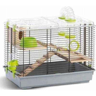 Panama Pet Panamská klec pro hlodavce k dočasnému pobytu PINO NATURA s dřevěnými prvky šedá 45 x 27 x 34 cm