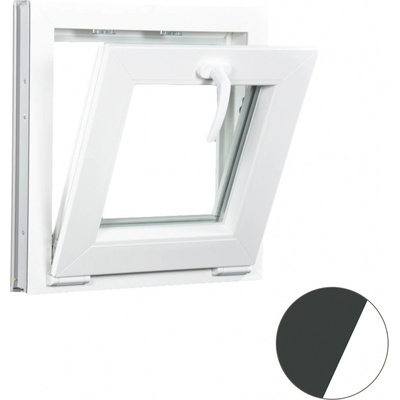 Aluplast Sklopné plastové okno antracit/bílé 450 x 450 mm Dvojsklo Ug= 1,1