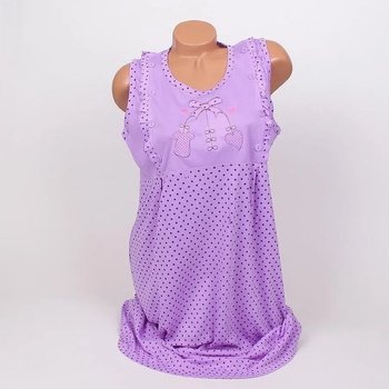 Image 1 of Макси нощница за кърмачки в лилаво с бродерия и точки