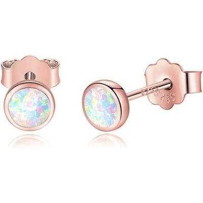 Prosperk stříbrné náušnice pecičky Opál Rose gold S2578