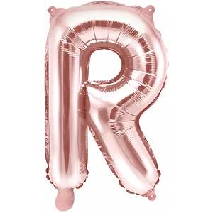 PartyDeco Балон от фолио Mini - Буква R 35см розово златен