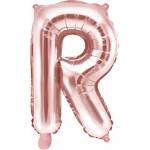 PartyDeco Балон от фолио Mini - Буква R 35см розово златен