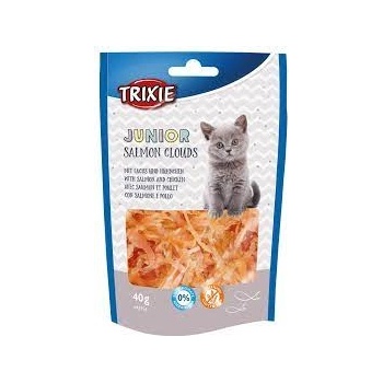 TRIXIE Junior Salmon Clouds - Лакомство за подрастващи котки, вкусни филенца със сьомга и пилешко, 40 гр