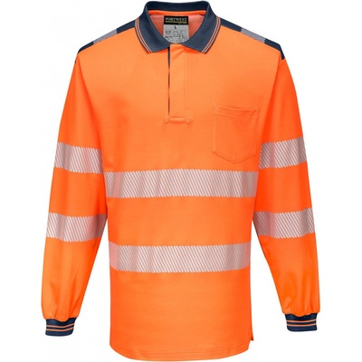 Portwest T184 HI-VIS Reflexná polokošeľa PW3 Fluorescenčno oranžová-Námornícka modrá S