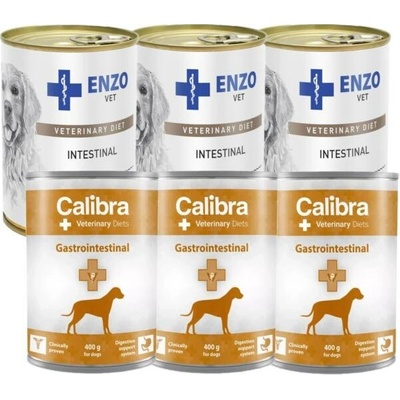 Calibra Veterinary Diets Dog Gastrointestinal 6 x 400 g a Enzo Vet Střevní dieta s jehněčím masem 6 x 400 g