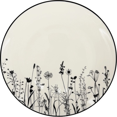 Mělký porcelánový talíř Linea Garden 27 cm - černý dekor, by inspire