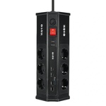 S-Link защита от пренапрежение - PRZ03 (3 м, 630 джаула, 2xUSB-A, 2xType-C, 2, 4 А/5 В, 6000 В, 6 бр. Schuko) (42404)