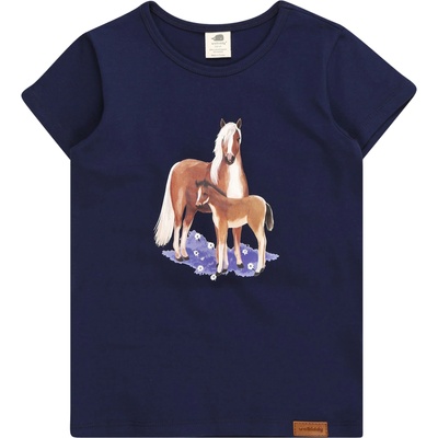 Walkiddy Тениска 'Little & Big Horses' синьо, размер 116
