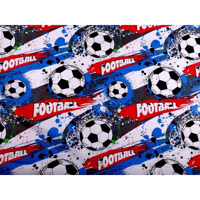 Bavlněná látka / plátno fotbal, střední, 1 (297) modrá červená