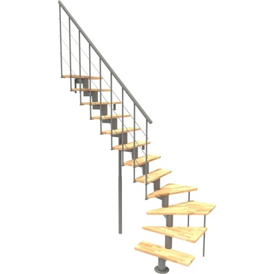 Minka STAIRS Lomené modulové schodiště Comfort Top Turn buk/šedá, 312 cm