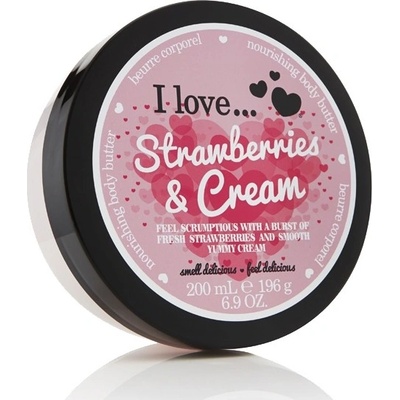I Love Vyživujúce telové maslo s vôňou jahôd s krémom (Strawberries & Cream Nourishing Body Butter) 200 ml
