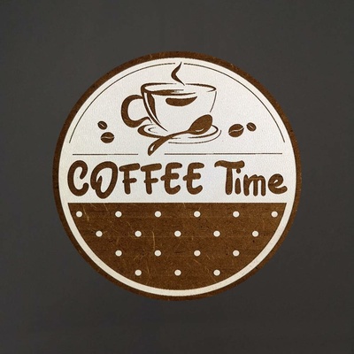 Amadea Dřevěný podtácek kulatý Káva text Coffee Time průměr 10,5cm