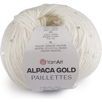 Prima-obchod Pletací příze Alpaca Gold s flitry 50 g, barva 1 (9301) krémová nejsvět.