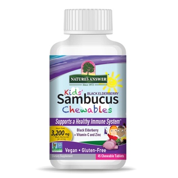 Nature's Answer Kid's Sambucus Chewables, дъвчащи таблетки за деца, екстракт от бъз, 45 бр