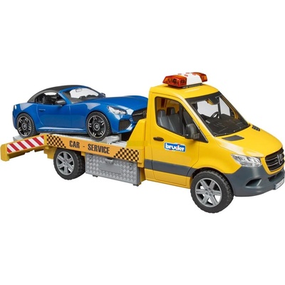 BRUDER Bruder MB Sprinter модел пътна помощ с аварирал автомобил, оранжев/син, с аварирало кабрио (02675)